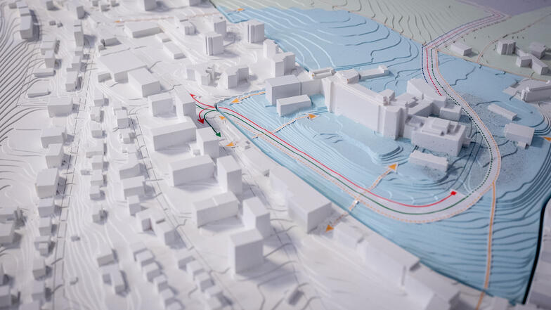 Maquette du site du projet Zenith- Projet de construction du nouveau centre hospitalier fribourgeois.