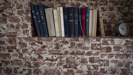 Des libres posés sur un mur de briques invitent à la lecture